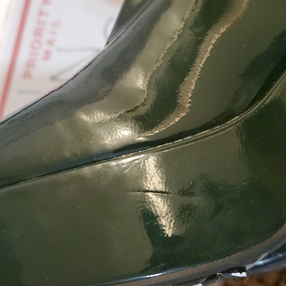 Forest green patent pleather assign platform‎ ankle boots booties size 9.5 new - Picture 3 of 3